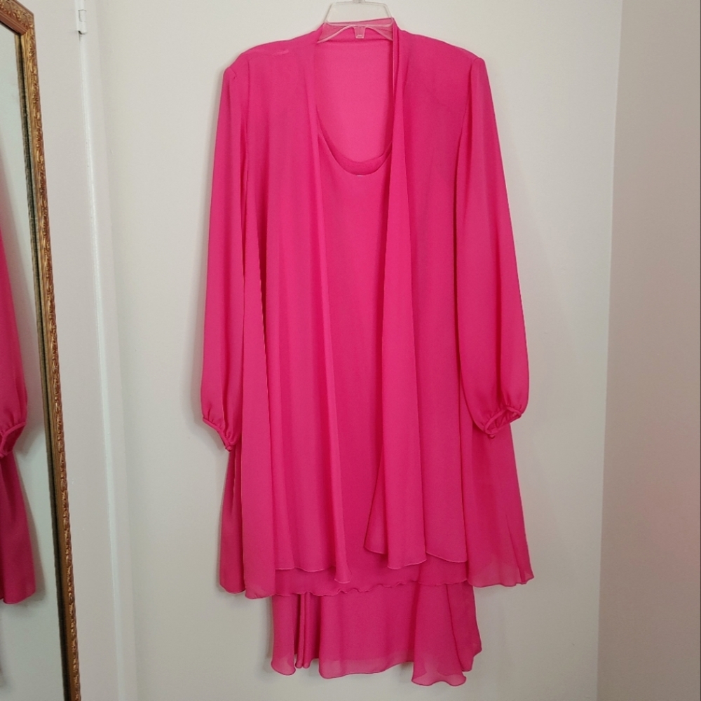 Benee by Lori Ann vintage 80s hot pink barbie dress set. Size 15-16